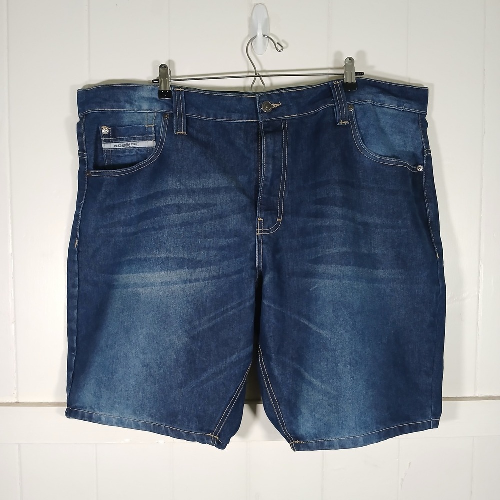 Ecko Unltd Denim Jorts Shorts Mens 44 Blue Relaxed Fit Streetwear Rhino Logo